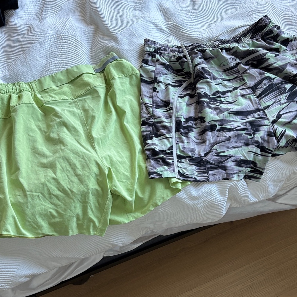 lululemon athletica Lime Green and Camouflage Athletic Shorts